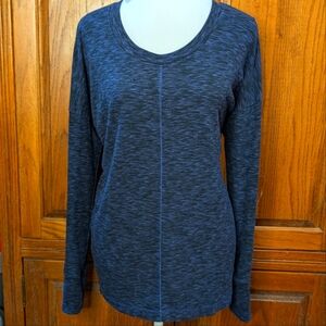 Eddie Bauer M‎ heather purple ribbed long sleeve crew neck Henley tunic top